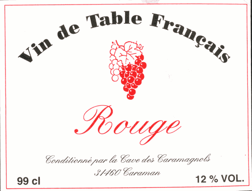 Этикетка французского столового вина
