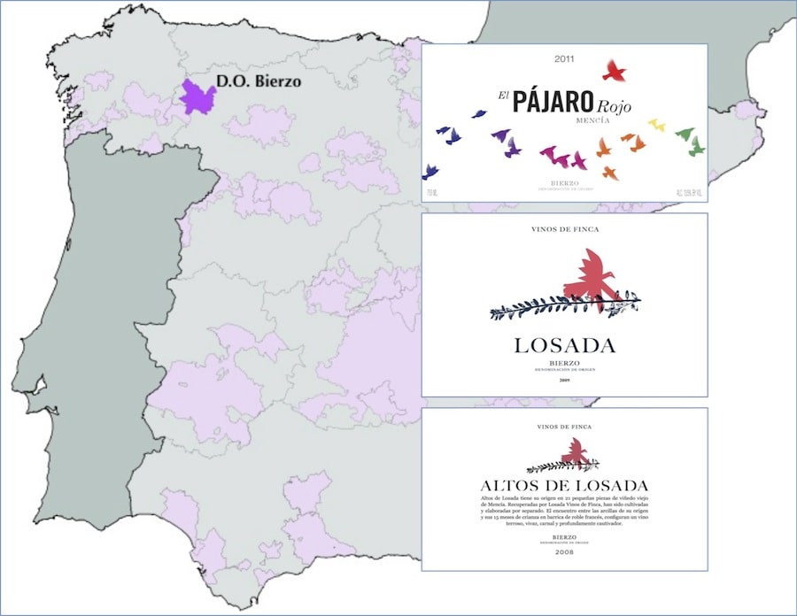 Винный регион Бьерсо на карте Испании