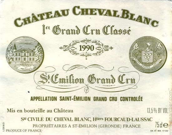 Этикетка шато Шеваль Блан 1990