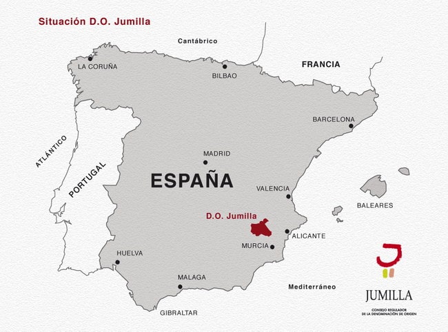 Винный регион Хумилья на карте Испании