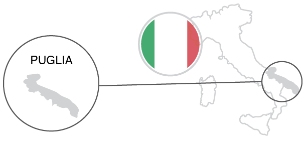 Винодельческий регион Апулия на карте Италии