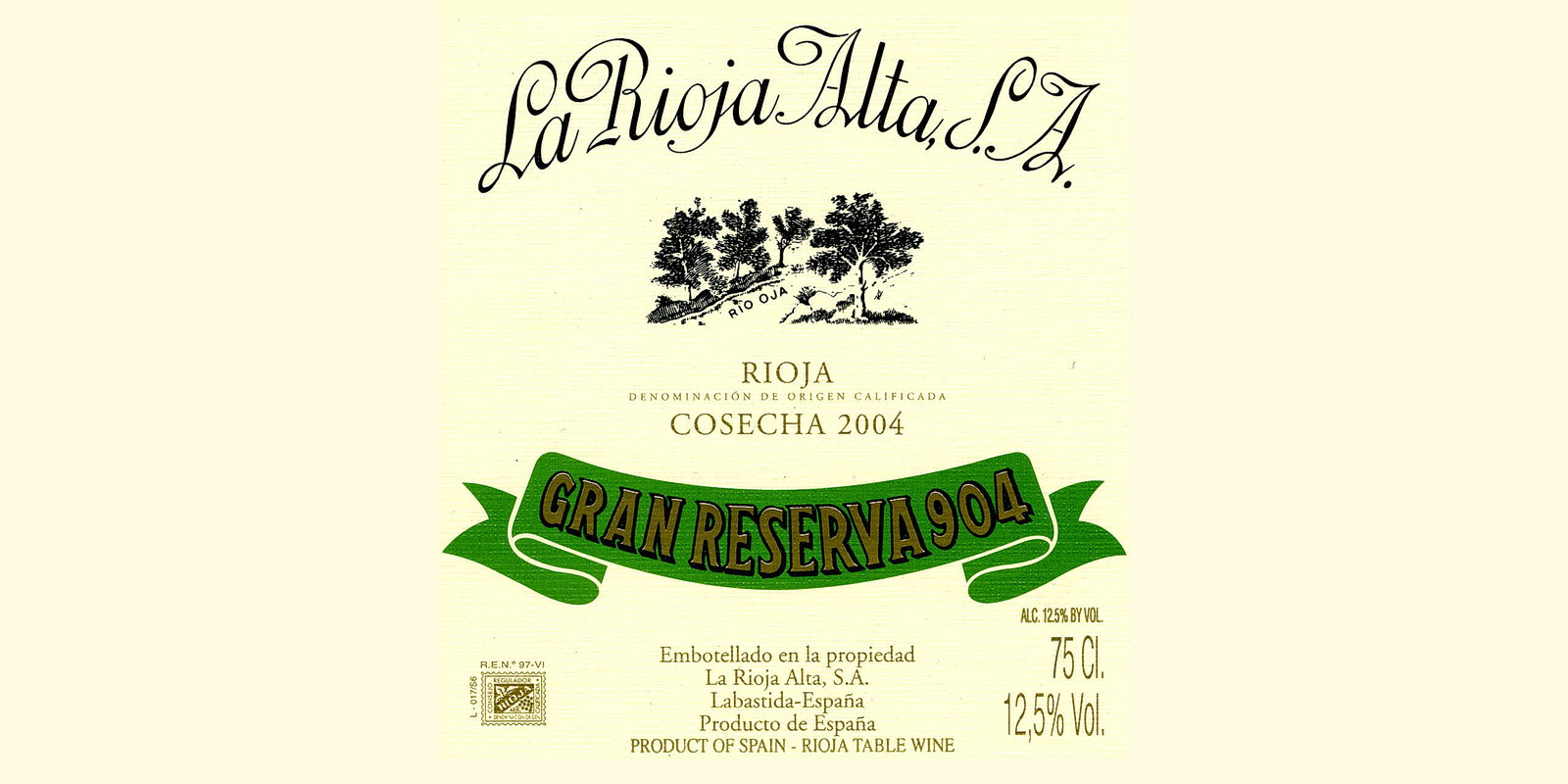 Этикетка вина из Риоха Альта