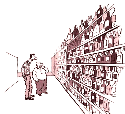 Выбор вина в магазине